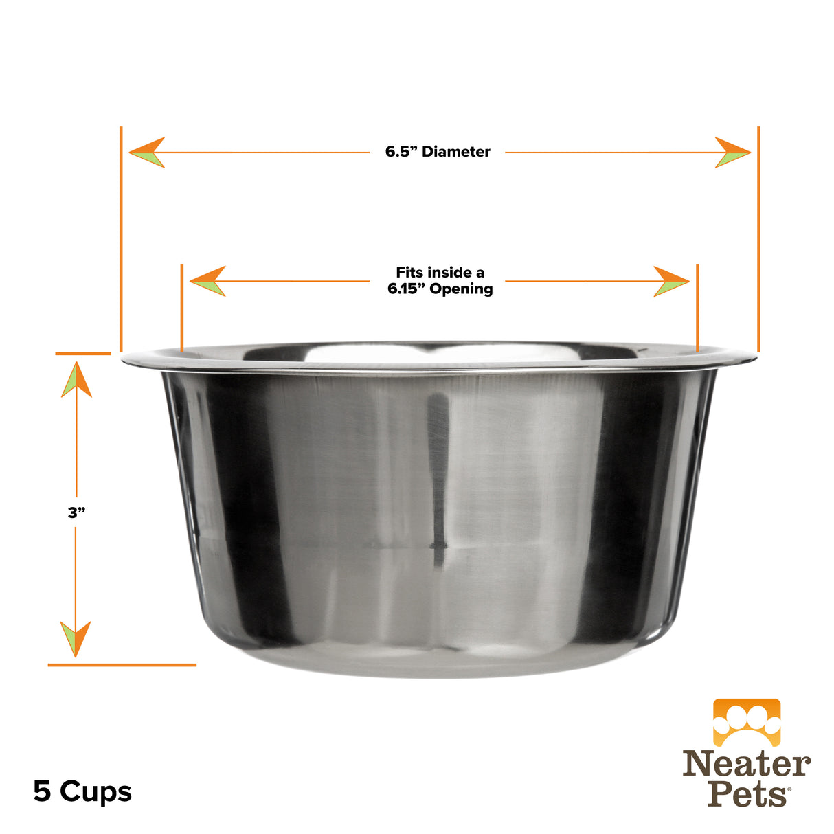 5 cup Stainless Steel Replacement Bowls for Neater Feeder dimensions