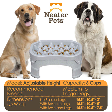 Dimensions and bowl capacity of the raised 6 cup Neater Slow Feeder