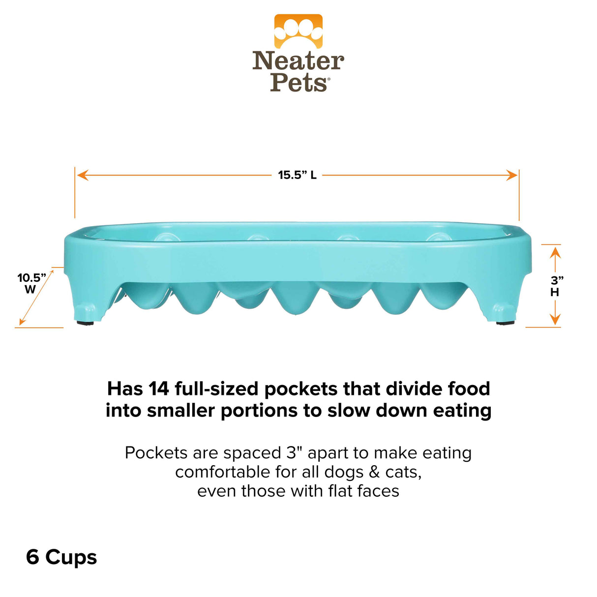 6 cup Neater Slow Feeder dimensions