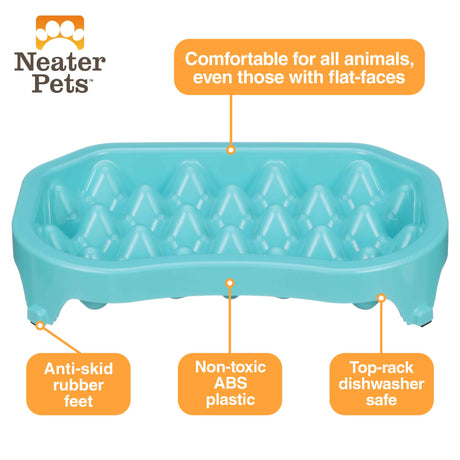 Diagram of the benefits of 6 cup Neater Slow Feeder