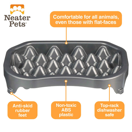 Diagram of the benefits of 6 cup Neater Slow Feeder