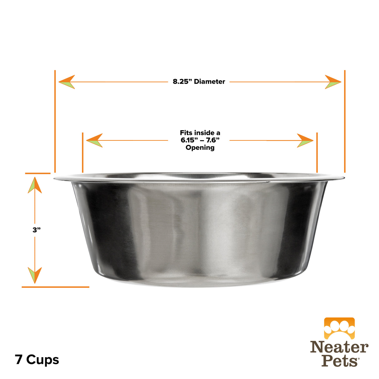 7 cup Stainless Steel Replacement Bowls for Neater Feeder dimensions