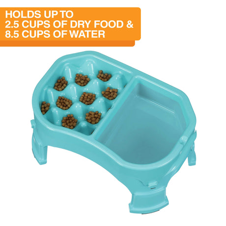 Neater Slow Feeder Double Diner in Aqua capacity