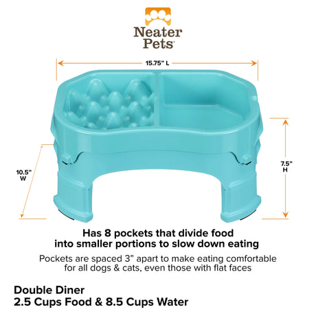 Raised Neater Slow Feeder Double Diner dimensions