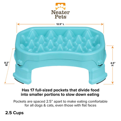 2.5 cup Raised Neater Slow Feeder dimensions