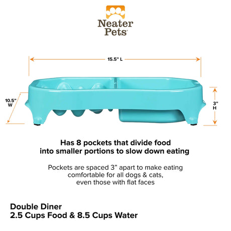 Neater Slow Feeder Double Diner dimensions