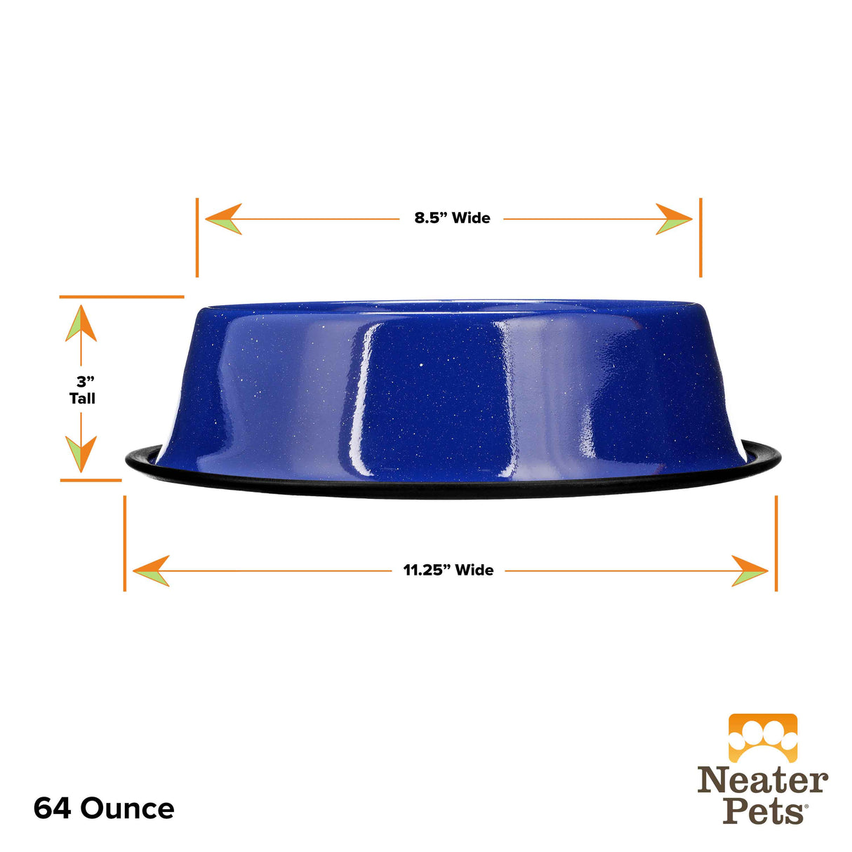 64 ounce Blue Camping Bowl sizing guide.