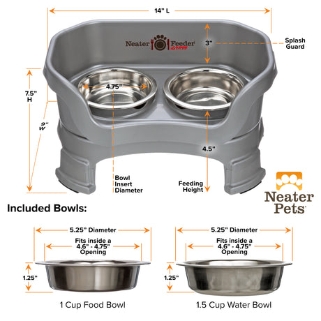 Bowl capacity and dimensions for Deluxe Neater Feeder