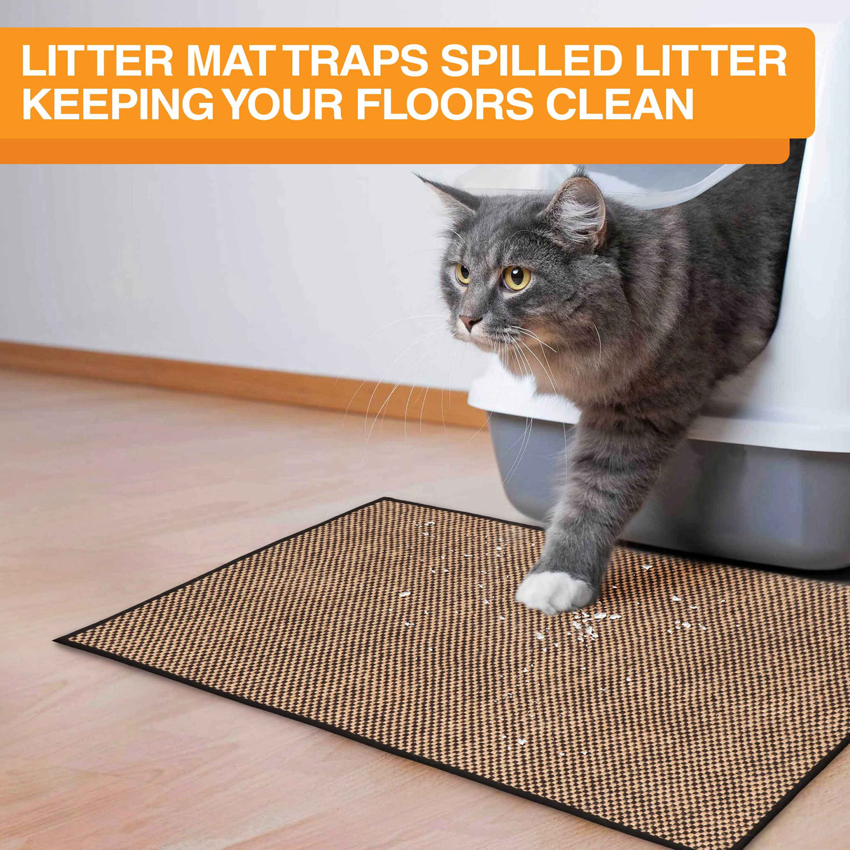Checkered mat traps spilled litter