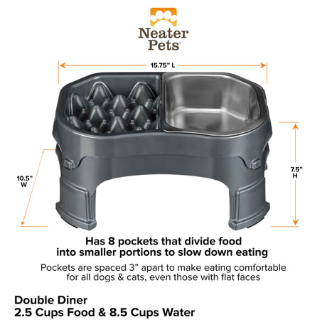 Raised Neater Slow Feeder Double Diner dimensions