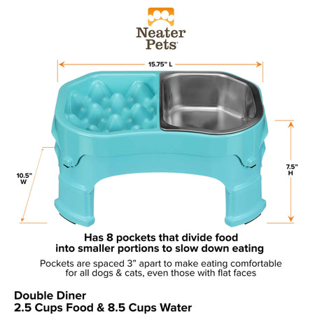 Raised Neater Slow Feeder Double Diner dimensions