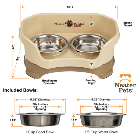 Bowl capacity and dimensions for Deluxe Neater Feeder