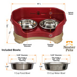 Deluxe Cranberry Cat Neater Feeder and Bowl dimensions