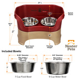 Deluxe Cranberry Large Dog Neater Feeder and Bowl dimensions