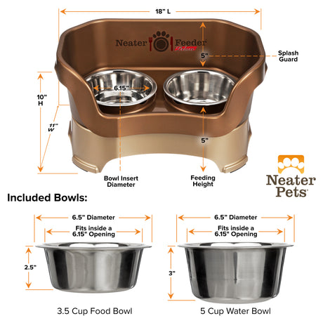 Bowl capacity and dimensions for Deluxe Neater Feeder