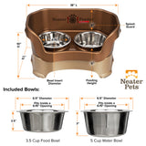 Deluxe Bronze Medium Dog Neater Feeder and Bowl dimensions