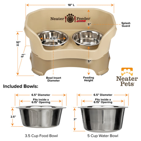 Bowl capacity and dimensions for Deluxe Neater Feeder