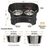 Deluxe Midnight Black Medium Dog Neater Feeder and Bowl dimensions