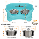 Deluxe Aqua Small Dog Neater Feeder and Bowl dimensions