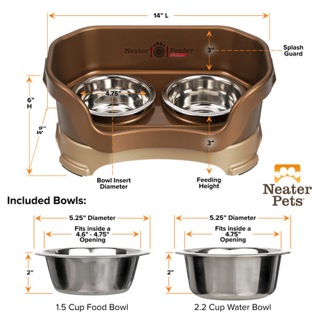 Bowl capacity and dimensions for Deluxe Neater Feeder