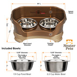 Deluxe Bronze Small Dog Neater Feeder and Bowl dimensions