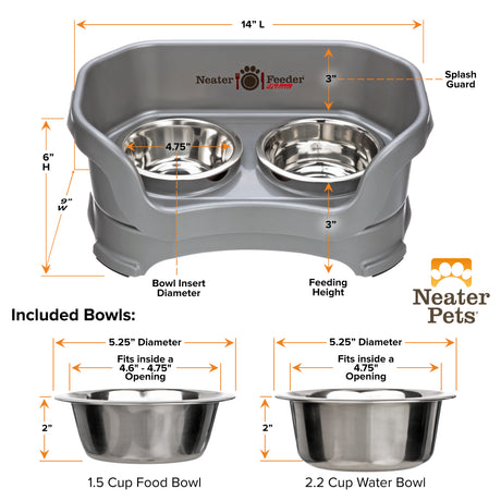 Bowl capacity and dimensions for Deluxe Neater Feeder