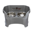 gunmetal gray large DELUXE Neater Feeder with Stainless Steel Slow Feed Bowl