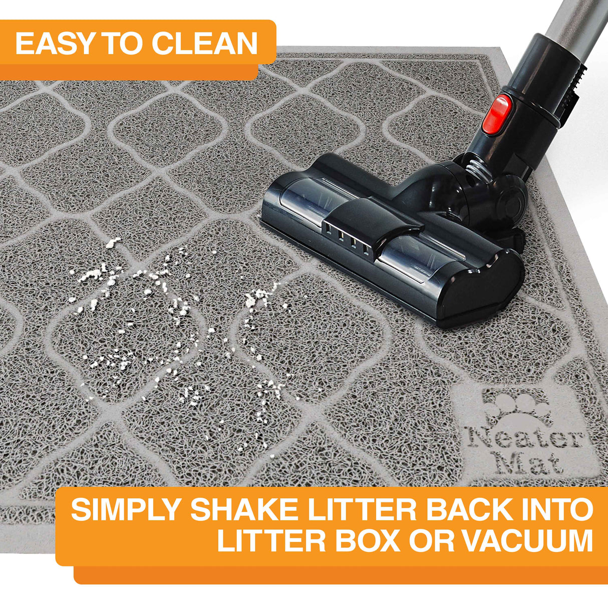 Neater Pets Litter Trapping Mat is easy to clean with a vacuum