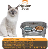 Gunmetal Grey Express cat feeder bowl capacity and dimensions