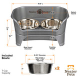 Dimensions of medium to large Gunmetal gray EXPRESS Neater Feeder