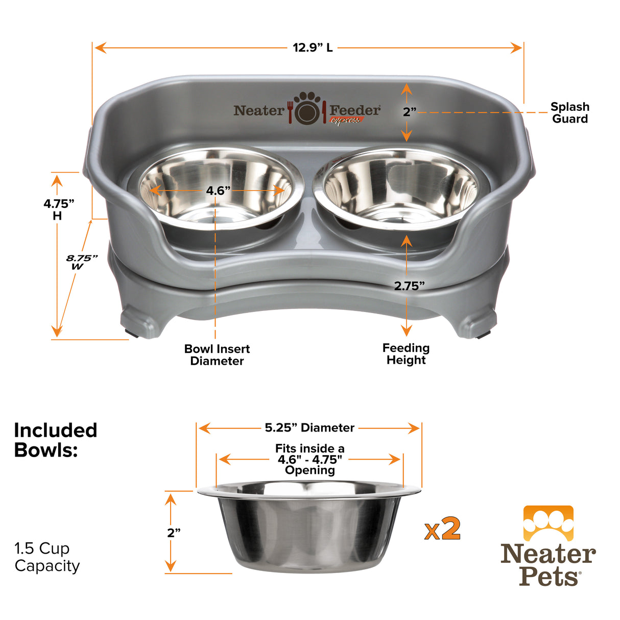 Express small feeder and bowl dimensions