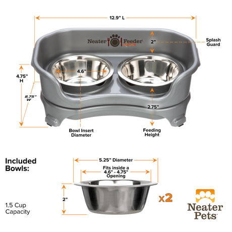 Dimensions of the Gunmetal Grey Express Cat Neater Feeder