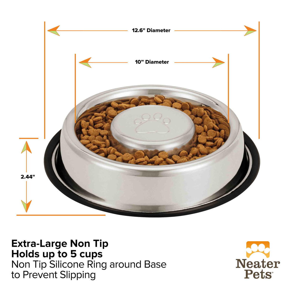 Extra Large Non-Tip Slow Feed Bowl Dimensions