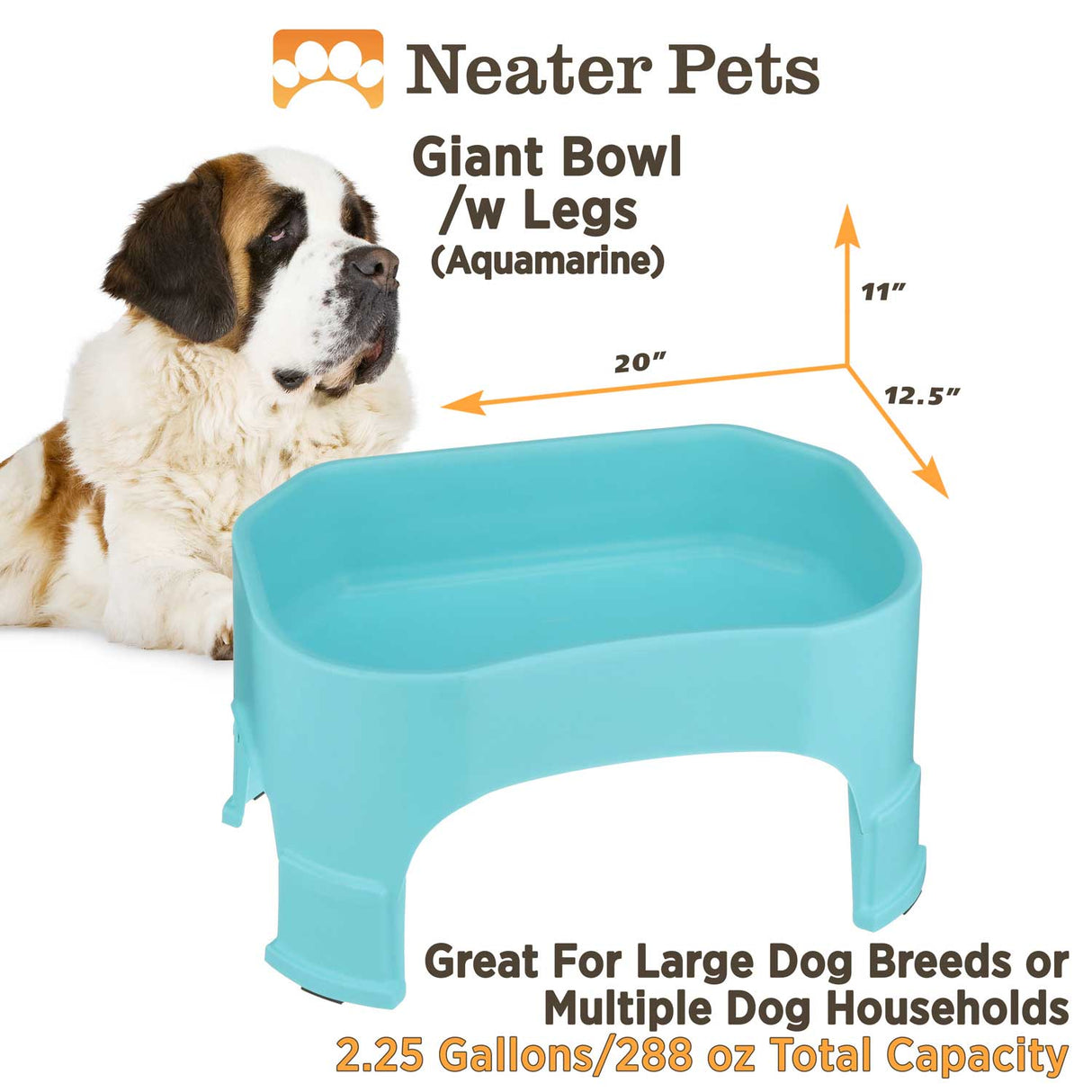 Giant Bowl in Aqua with leg extensions dimensions