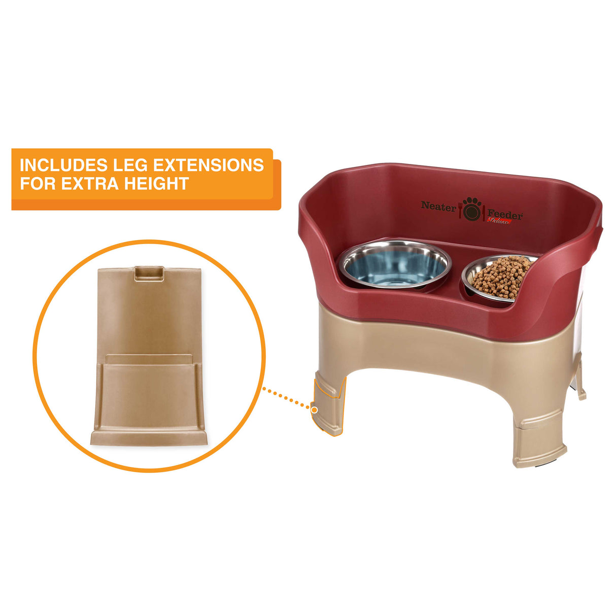 This Neater Feeder includes removeable leg extensions