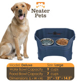 Dark Blue Large Dog Neater Feeder bowl capacity
