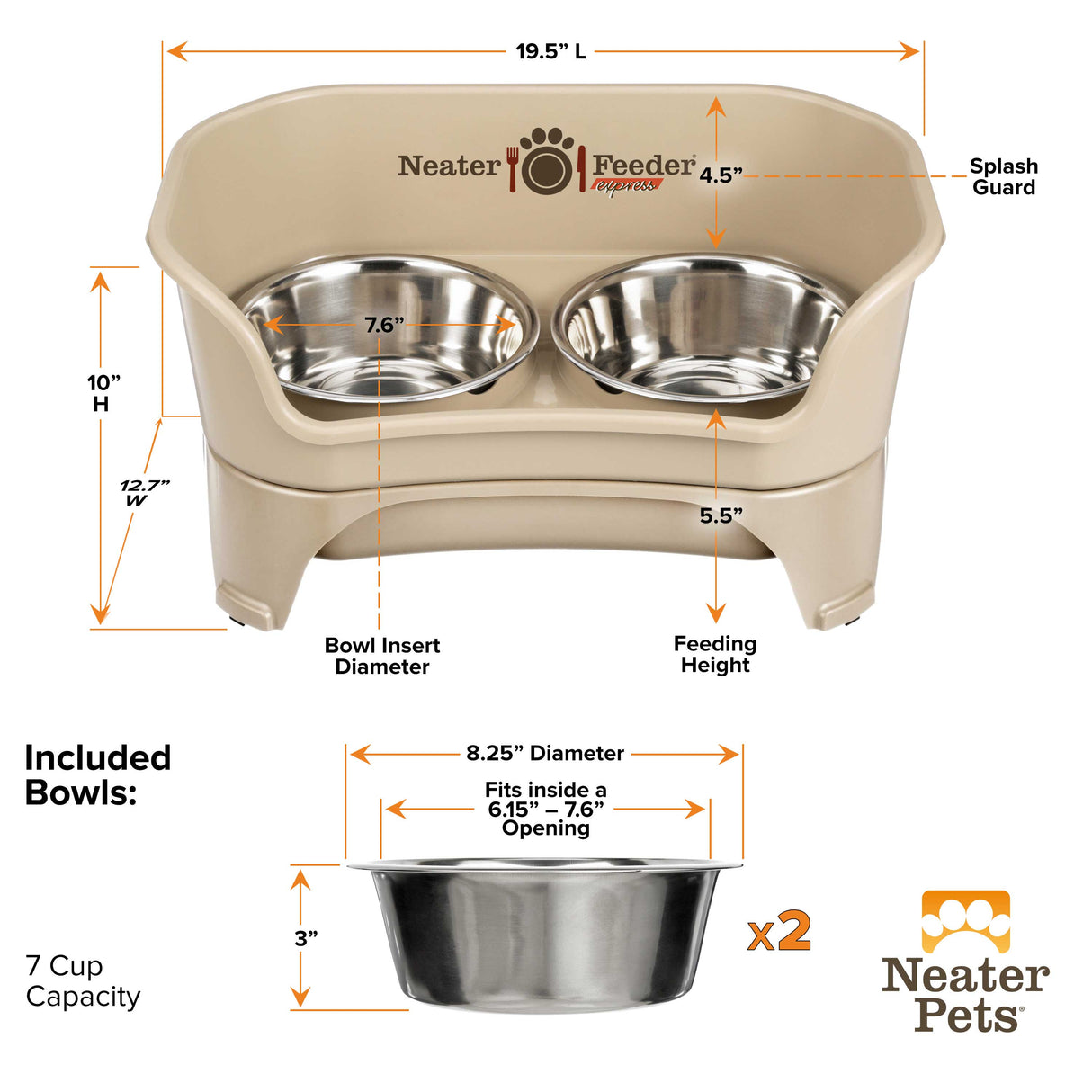 Express medium to large feeder and bowl dimensions