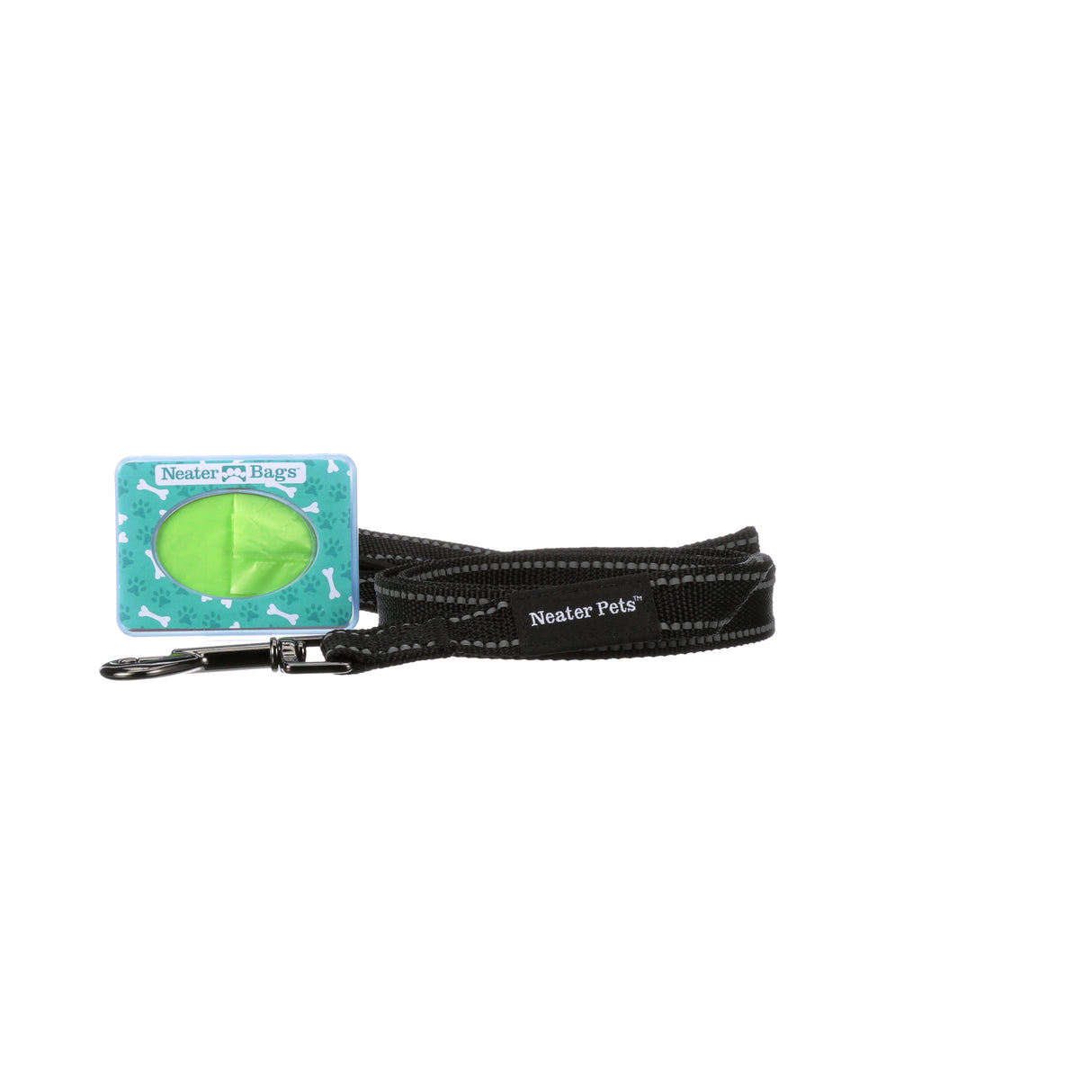 Reflective Leash with a Blue bone Neater Bag Dispenser