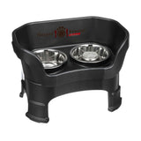 Midnight Black medium DELUXE Neater Feeder with Stainless Steel Slow Feed Bowl with leg extensions