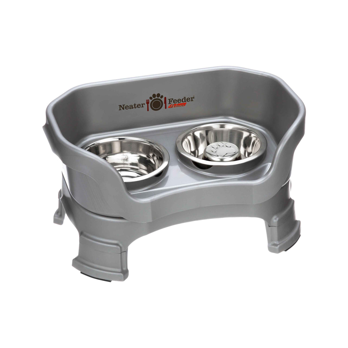 Gunmetal SMALL DELUXE LE Neater Feeder with Stainless Steel Slow Feed Bowl