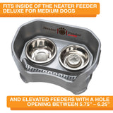 Medium Stainless Steel Slow Feed Replacement Bowl for Neater Feeder inside of a Medium Deluxe gunmetal gray Neater Feeder