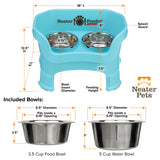 Dimensions of medium Neater Feeder and bowls