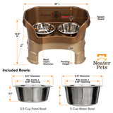 Dimensions of medium Neater Feeder and bowls