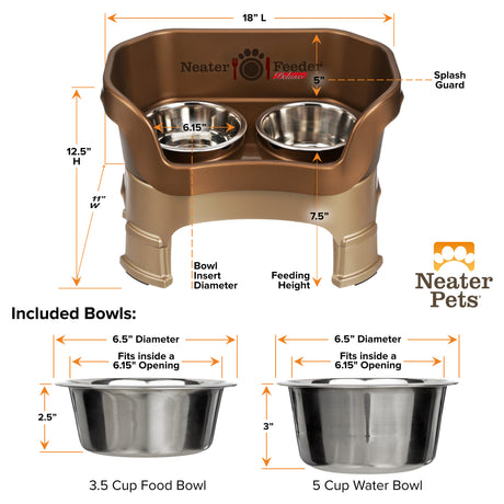 Bowl capacity and dimensions for Deluxe Neater Feeder