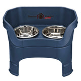 Deluxe Large Dog Dark Blue raised Neater Feeder with leg extensions dog bowls
