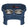 Deluxe medium Neater Feeder with leg extensions in Dark Blue with two stainless steel bowls against a white background.