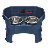 Deluxe medium Neater Feeder with leg extensions in Dark Blue