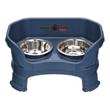 Deluxe Small Dog Dark Blue raised Neater Feeder with leg extensions dog bowls