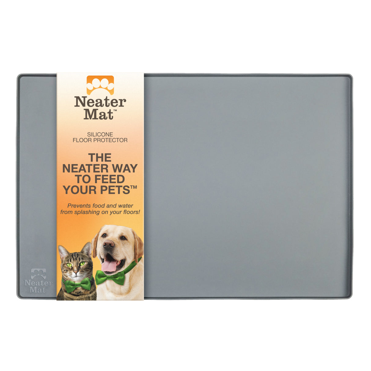 Neater Pet Brands Neater Mat - Waterproof Silicone Pet Bowls Mat - Protect Floors from Food & Water (19 x 12, Gunmetal)