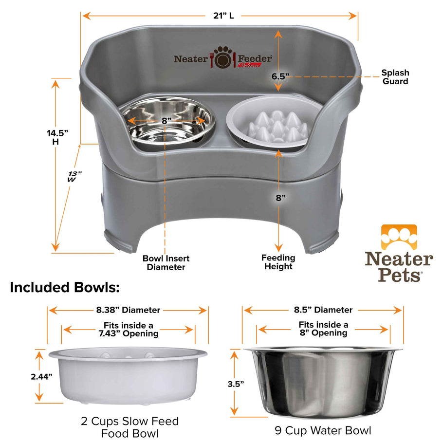 DELUXE Neater Feeder with The Niner Slow Feed Bowl Neater Pets